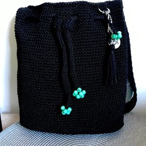 The SAK Black Crochet Hobo Style Bag